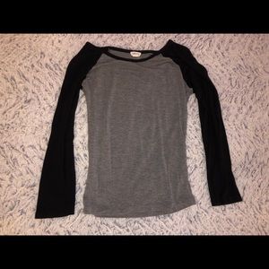 black and grey baseball t long sleeve